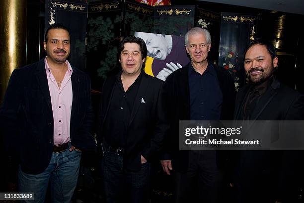 Actors Chris McKinney, Triney Sandoval, Tom Bloom and Orville Mendoza attend the opening night of "Timon of Athens" at the Chinatown Brasserie on...