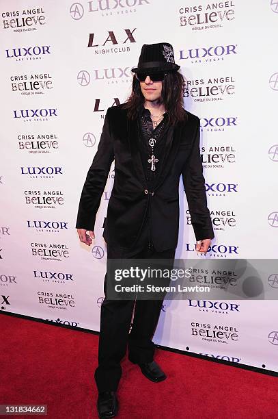 Illusionist Criss Angel arrives for his birthday and 1000th 'Criss Angel BeLIEve' show at LAX Nightclub on December 11, 2010 in Las Vegas, Nevada.