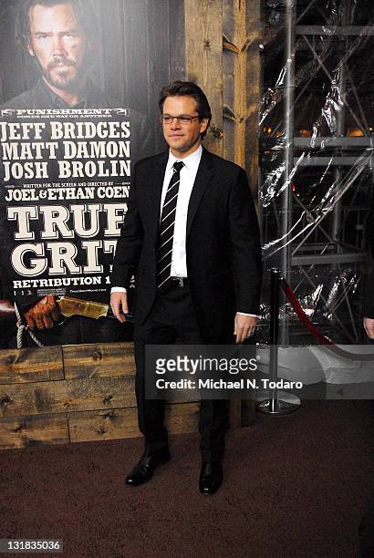 Matt Damon attends the premiere of "True Grit" at the Ziegfeld Theatre on December 14, 2010 in New York City.