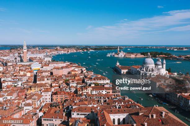 grand canal aerial view in venice italy - canale della giudecca stock pictures, royalty-free photos & images