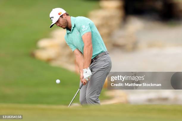 Sam Burns chips on the 18th hole during the final round of the AT&T Byron Nelson at TPC Craig Ranch on May 16, 2021 in McKinney, Texas.