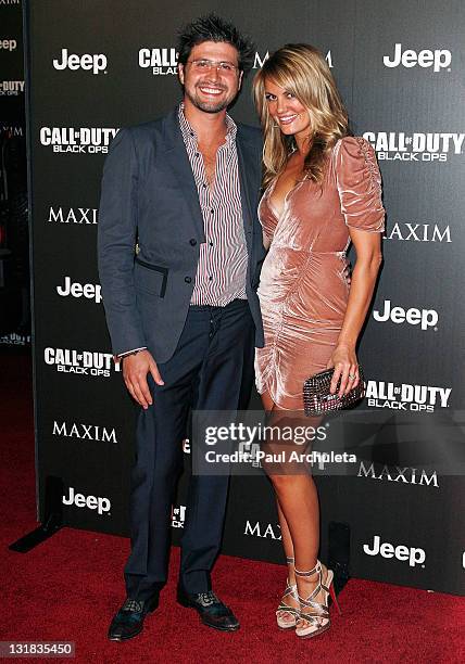 Actress Courtney Hansen and guest arrive at the Jeep, Maxim and Call Of Duty Black Ops celebration of the Maximum Warrior Launch at SupperClub Los...