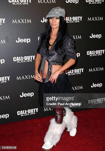 Actress Bai Ling arrives at the Jeep, Maxim and Call Of Duty Black Ops celebration of the Maximum Warrior Launch at SupperClub Los Angeles on...