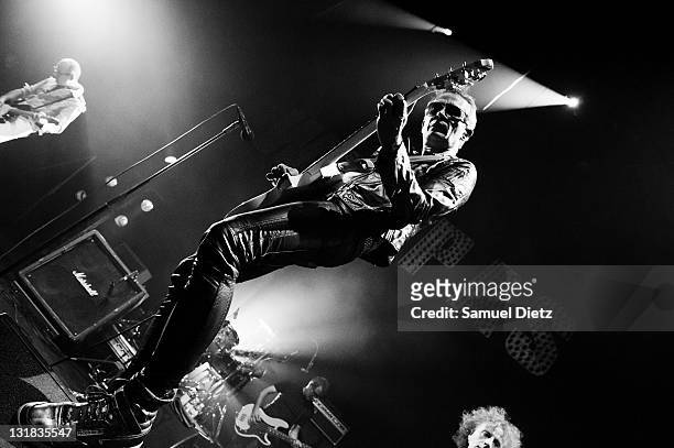 Image has been converted to black and white.) Didier Wampas performs live at Cite de la Musique on March 19, 2011 in Paris, France.