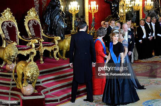 Princess Letizia of Spain attends a gala dinner in honour of Chilean President Sebastian Pinera at The Royal Palace on March 7, 2011 in Madrid, Spain.