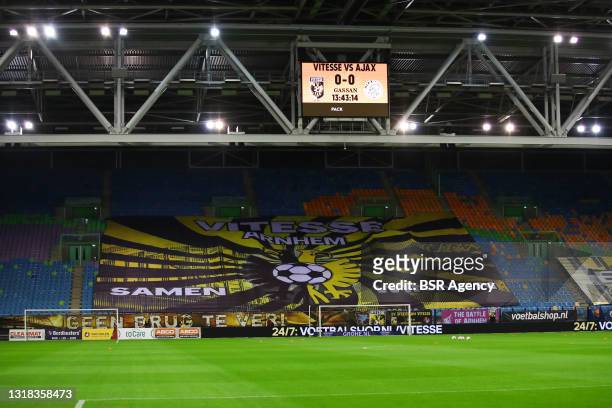 Empty stadium at the last game of the season during the Dutch eredivisie match between Vitesse and Ajax at Gelredome on May 16, 2021 in Den Haag,...