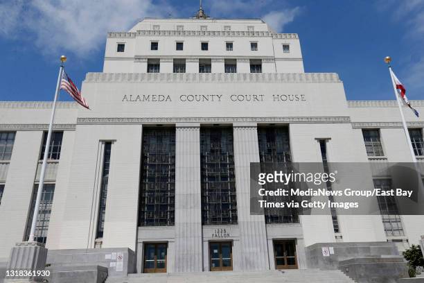 The Alameda County Superior Courthouse is seen in Oakland, Calif., on Thursday, May 13, 2021.