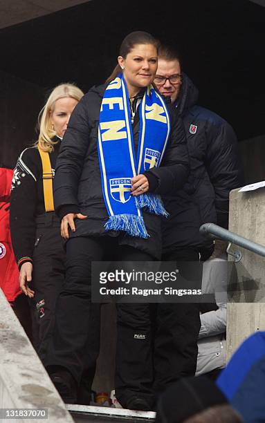 Princess Victoria of Sweden and Prince Daniel of Sweden attend the Ladies Relay 4x5km Classic/Free race during the FIS Nordic World Ski Championships...