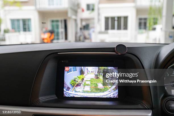 rear area image showing automobile occurrence/automotive rear area video camera - backup stock pictures, royalty-free photos & images