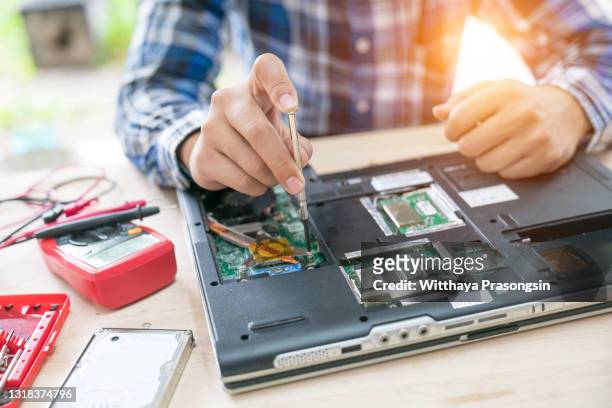 computer repair concept close-up view.hardware. - disassembled stock pictures, royalty-free photos & images