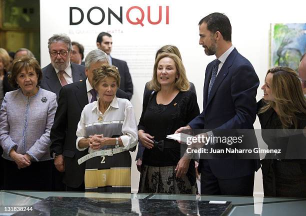 Chilean president Sebastian Pinera, Germana Ferrari, Cecilia Morel and Prince Felipe of Spain visit and inagurate 'Don Qui, El Quijote de Matta'...