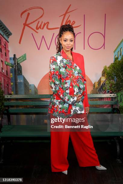 Amber Stevens West attends the Run the World premiere event and screening on May 16, 2021 in New York City.