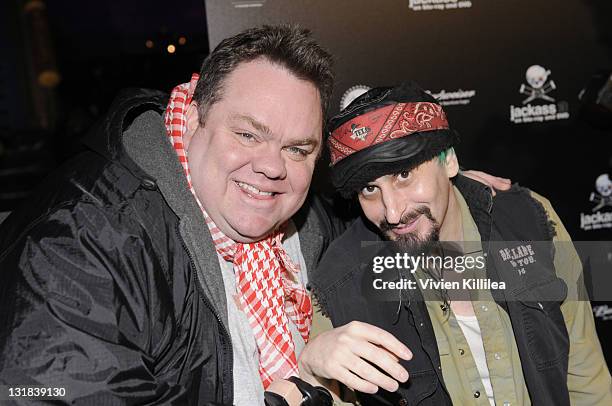 Preston Lacy and Loomis attend "Jackass 3" Blu-Ray And DVD Celebration at Paramount Studios on March 7, 2011 in Los Angeles, California.