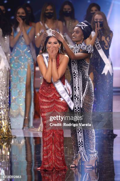 Miss Mexico Andrea Meza is crowned Miss Universe 2020 onstage at the 69th Miss Universe competition at Seminole Hard Rock Hotel & Casino on May 16,...