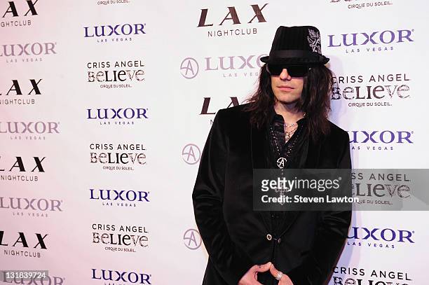 Illusionist Criss Angel arrives for his birthday and 1000th 'Criss Angel BeLIEve' show at LAX Nightclub on December 11, 2010 in Las Vegas, Nevada.
