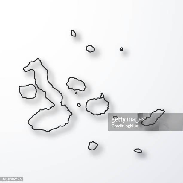 ilustrações de stock, clip art, desenhos animados e ícones de galapagos islands map - black outline with shadow on white background - galapagos islands