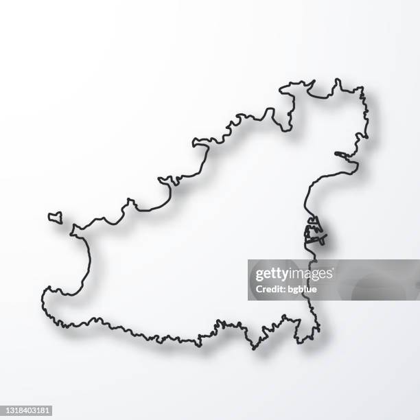 guernsey map - black outline with shadow on white background - guernsey stock illustrations