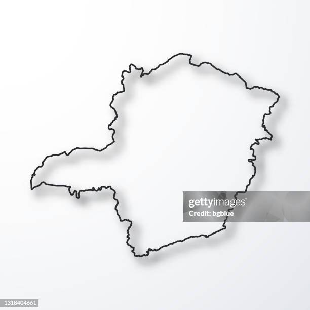 minas gerais map - black outline with shadow on white background - minas gerais state stock illustrations