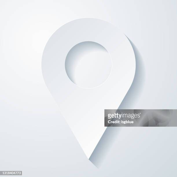 map pin. icon with paper cut effect on blank background - positioning stock illustrations