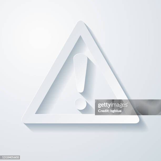 hazard warning attention. icon with paper cut effect on blank background - warning symbol stock illustrations