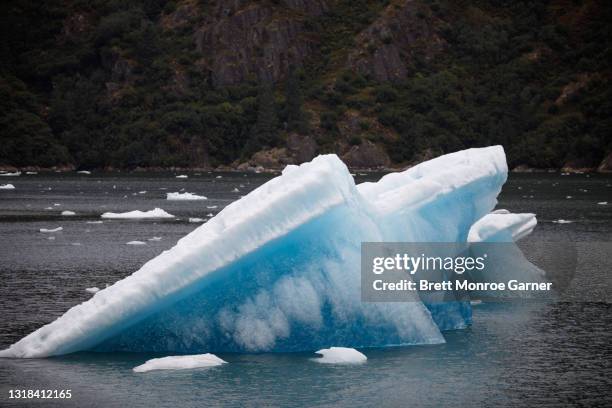 blue iceberg in se alaska - poolkap stockfoto's en -beelden