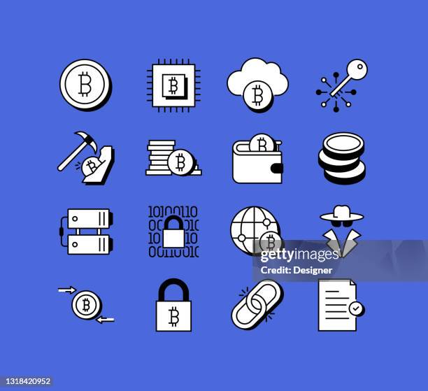 bitcoin related icons vector collection. modern style symbol vector illustration - cryptocurrency stock illustrations