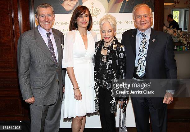 John Lehman, Honorary Maguy Maccario, Lois Driggs Cannon and Buzz Aldrin attend the "All That Glitters" champagne reception celebrating the romance...