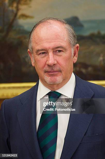 Rodrigo Rato, President of Bankia, attends an official audience with King Juan Carlos of Spain at Zarzuela Palace on May 10, 2011 in Madrid, Spain.