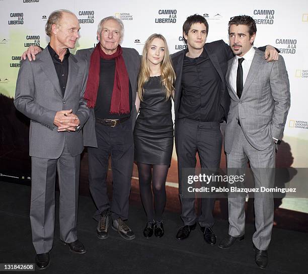 Ed Harris, Director Peter Weir and Saoirse Ronan, Jim Sturgess, and Colin Farrell attend "The Way Back" premiere at Capitol Cinema on December 9,...