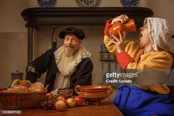 portrait of a beautiful historical dutch noble man and woman - renaissance stock pictures, royalty-free photos & images