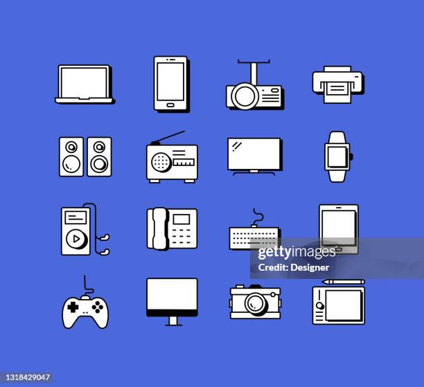 elektronische geräte verwandte icons vektor-sammlung. moderner stil symbol vektor illustration - fernseher stock-grafiken, -clipart, -cartoons und -symbole