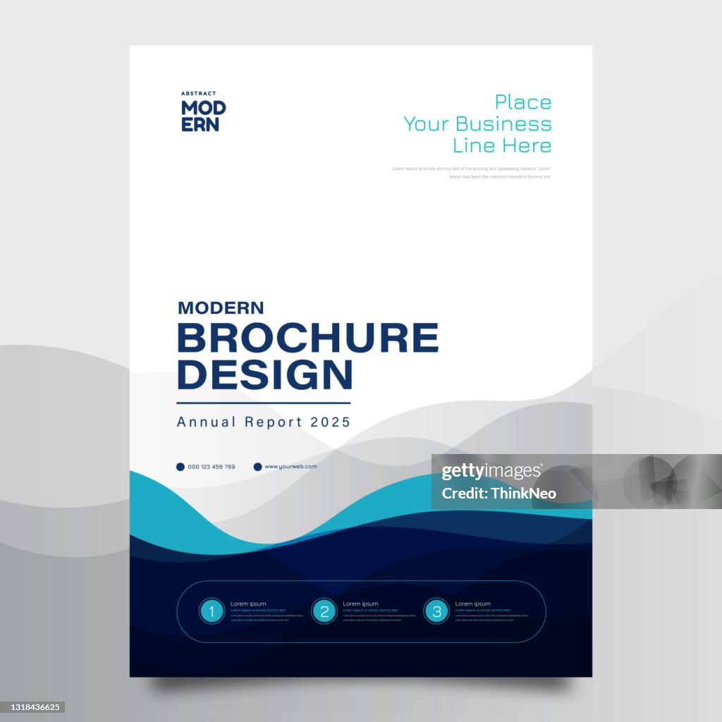 Annual report brochure flyer template, Blue cover design, business advertisement, magazine ads, catalog vector layout in A4 size
