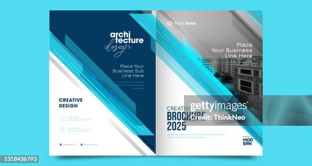 brochure flyer template layout background design. booklet, leaflet, corporate business annual report layout with white, blue curve background template a4 size - publisher stock illustrations
