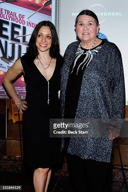 Producer of "Reel indian" Christina Fon and A.I.M. Activist Sacheen Littlefeather arrive to the Screen Actors Guild President's National Task Force...