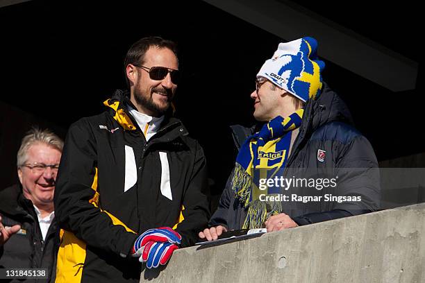 Prince Haakon of Norway and Prince Daniel of Sweden attend the Ladie's 30km Mass Start Free in the FIS Nordic World Ski Championships 2011 at...