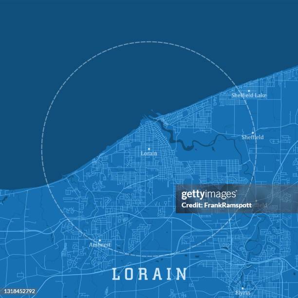 lorain oh city vector road map blue text - sheffield stock illustrations