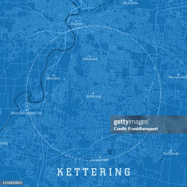 kettering oh city vector road map blue text - kettering ohio stock illustrations