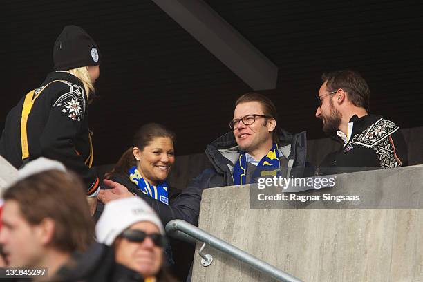 Princess Mette-Marit of Norway, Princess Victoria of Sweden, Prince Daniel of Sweden and Prince Haakon of Norway attend the Ladies Relay 4x5km...