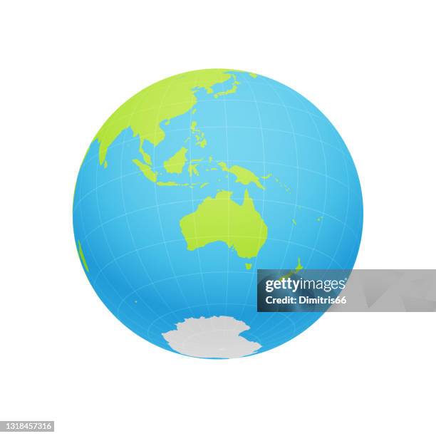 earth globe focusing on oceania and australia. - wireframe globe stock illustrations