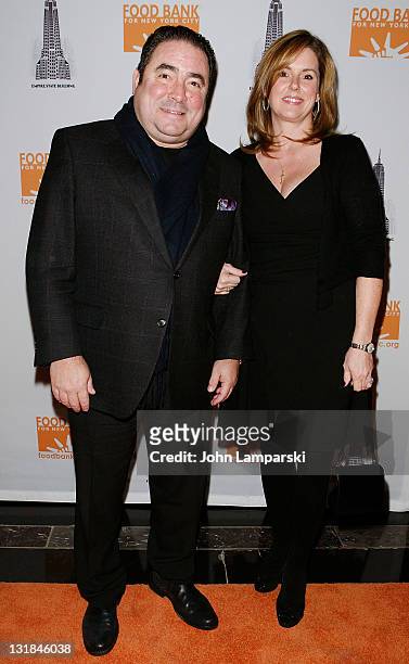 Emeril Legasse and Alden Lovelace attend the launch of Food Bank for NYC's Culinary Council at The Empire State Building on December 7, 2010 in New...