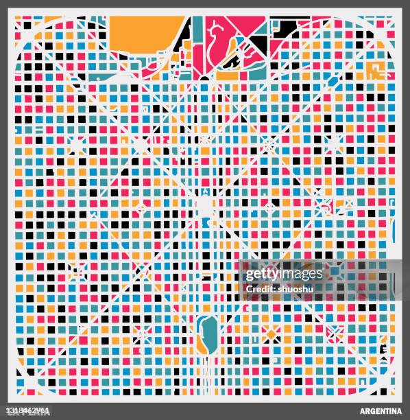 bunte illustration stil kunst karte, la plata stadt, argentinien - la plata argentinien stock-grafiken, -clipart, -cartoons und -symbole