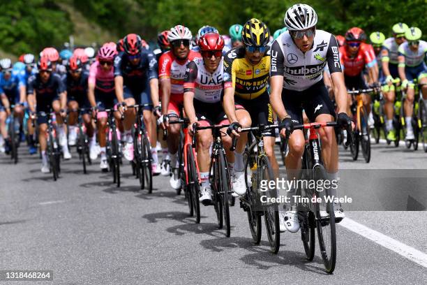 Max Walscheid of Germany and Team Qhubeka Assos & Paul Martens of Germany and Team Jumbo - Visma leads The Peloton during the 104th Giro d'Italia...