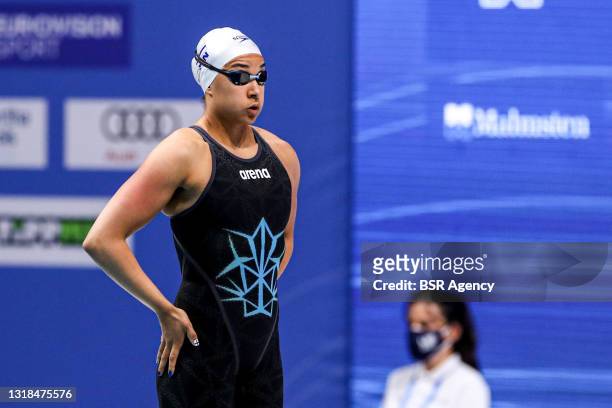 Ida Hulkko of Finland competing at the Women 50m Freestyle Preliminary during the LEN European Aquatics Championships Swimming at Duna Arena on May...