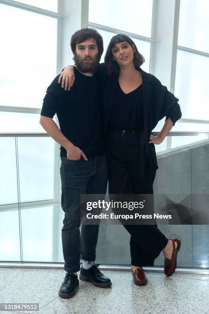 Actors Ricardo Gomez and Belen Cuesta pose during an interview for Europa Press during the presentation of 'The Pillowman' at the Canal Theatres on...