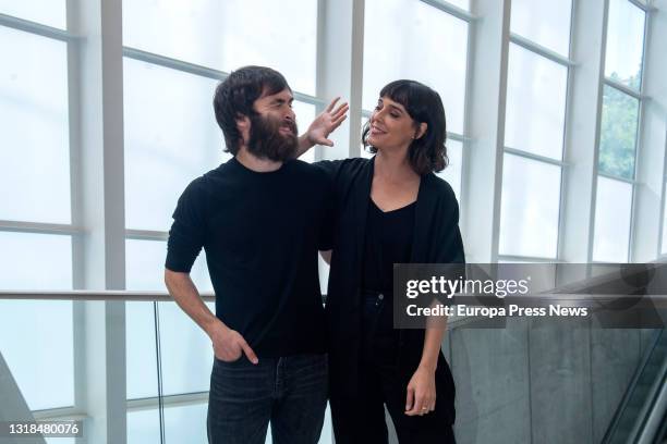 Actors Ricardo Gomez and Belen Cuesta pose during an interview for Europa Press during the presentation of 'The Pillowman' at the Canal Theatres on...