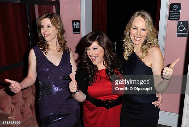 Singers Wendy Wilson, Chynna Phillips, and Carnie Wilson attend the TouchTunes Interactive Networks event at Hudson Terrace on December 9, 2010 in...