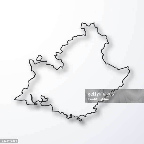 普羅旺斯-阿爾卑斯-科特-阿祖爾地圖 - 黑色輪廓，白色背景上有陰影 - bouches du rhone 幅插畫檔、美工圖案、卡通及圖標