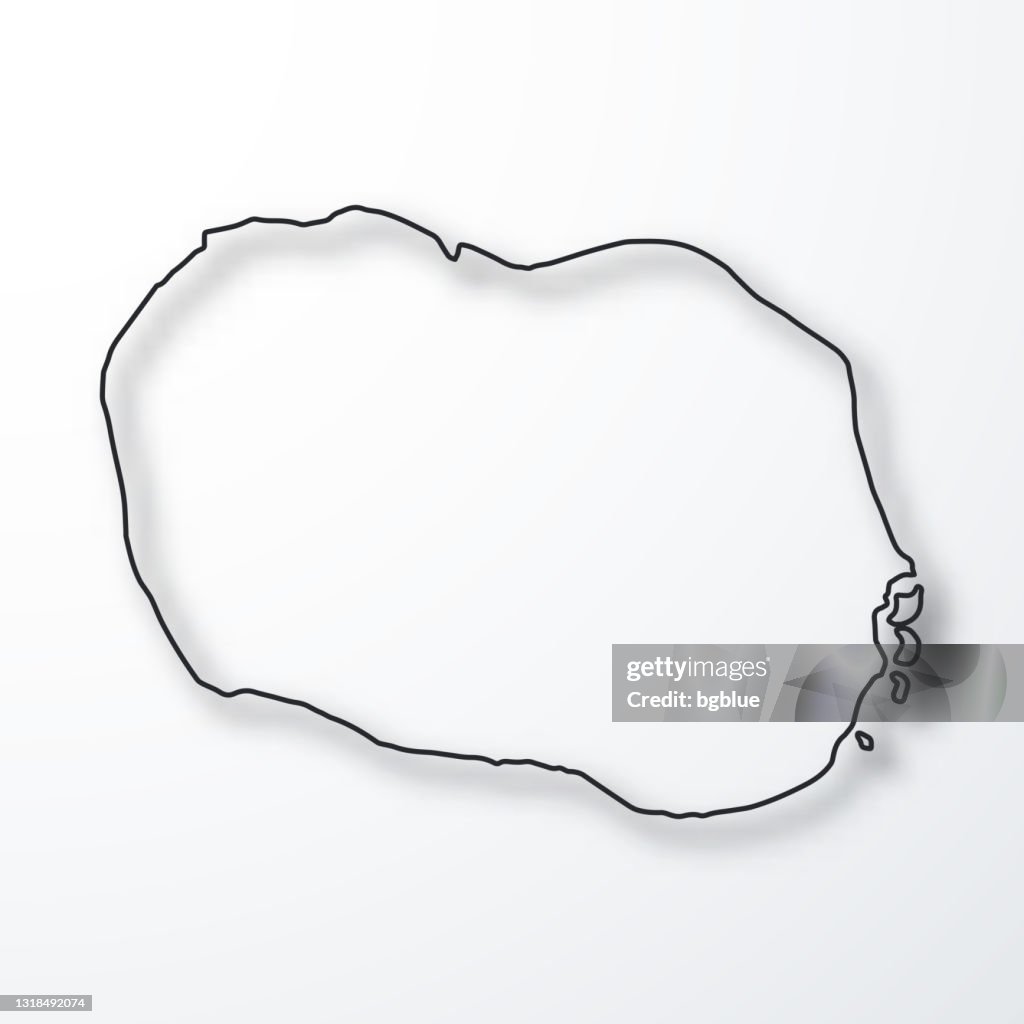 Simple Map Rarotonga Rarotonga Map Black Outline With Shadow On White Background High-Res ...