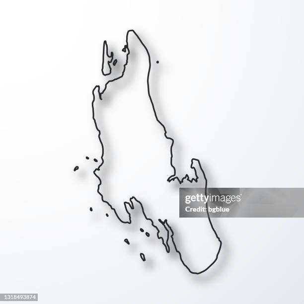 zanzibar map - black outline with shadow on white background - zanzibar stock illustrations