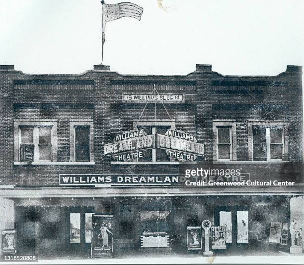 Exterior view of Williams Dreamland Theatre , Tulsa, Oklahoma, early twentieth century. A cinema and stage theater, the Dreamland was destroyed...